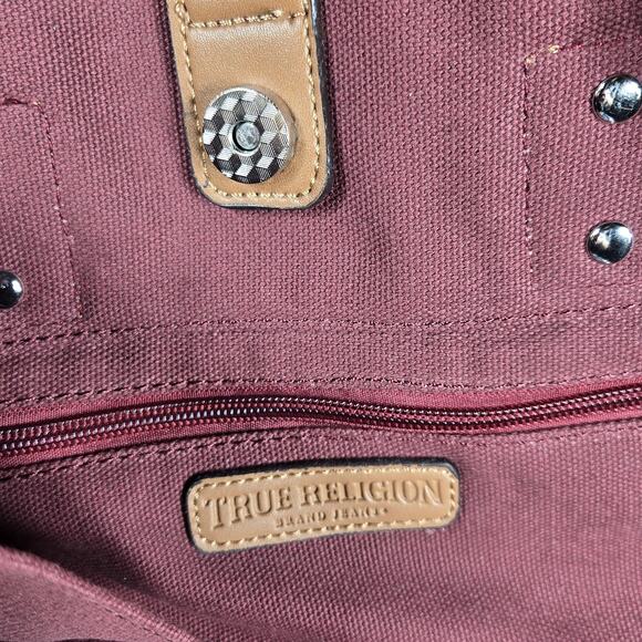 True Religion Tote Bag Red Canvas Buddha World Tour Large Shopper NWT New Tag - Picture 9 of 11